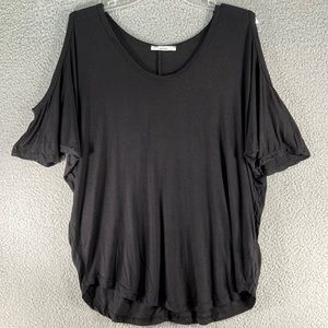 Acemi Women's Cold‎ Shoulder Top Size Medium Black Scoop Neck Stretch Comfy Soft